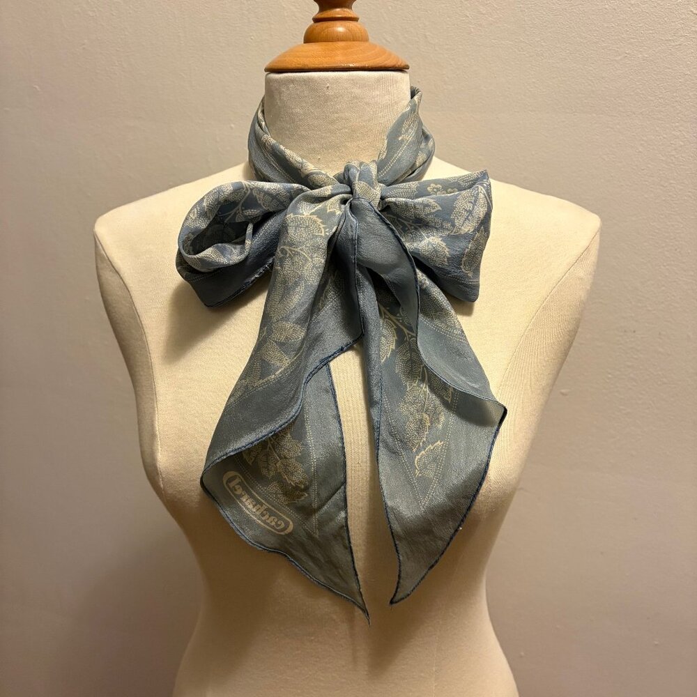 Cacharel vintage silk scarf in a pale blue & white floral print